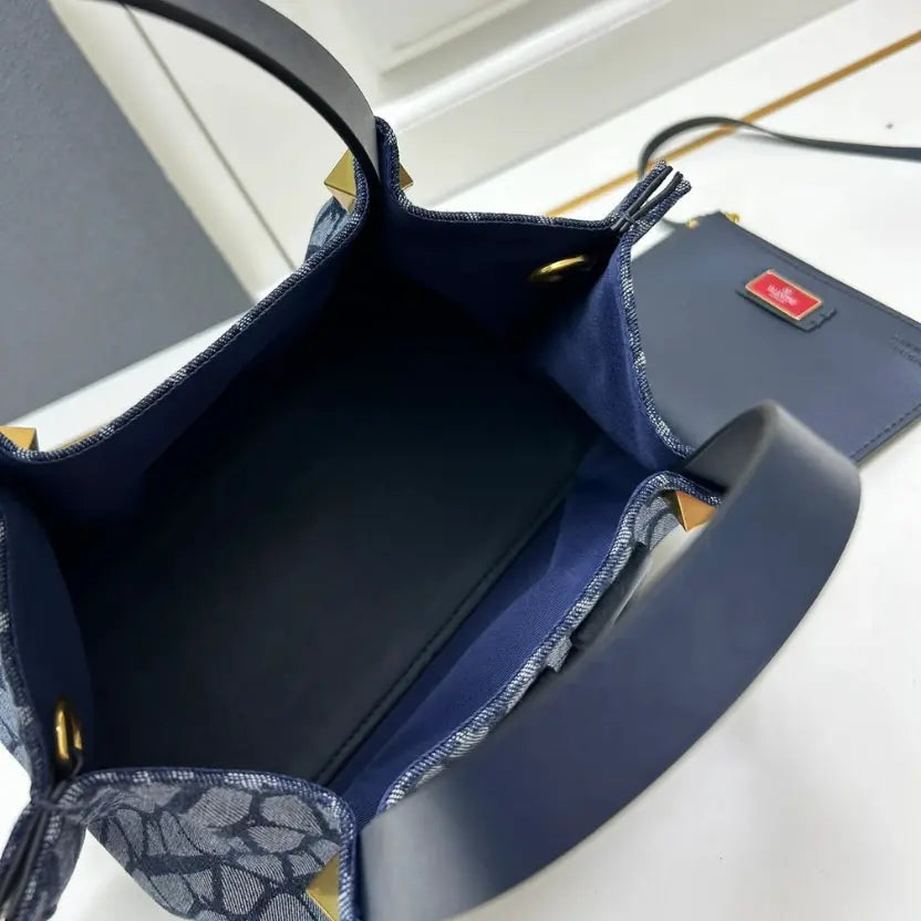 Boutique Level Quality || Valentino Garavani Medium VLOGO Signature Toile Iconographe denim tote bag