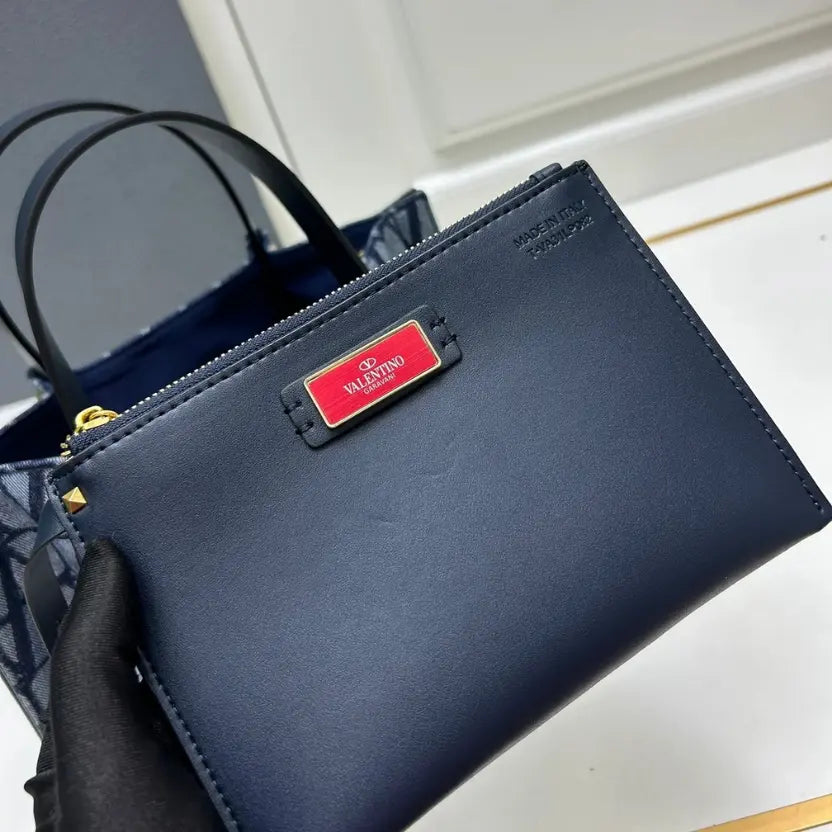 Boutique Level Quality || Valentino Garavani Medium VLOGO Signature Toile Iconographe denim tote bag