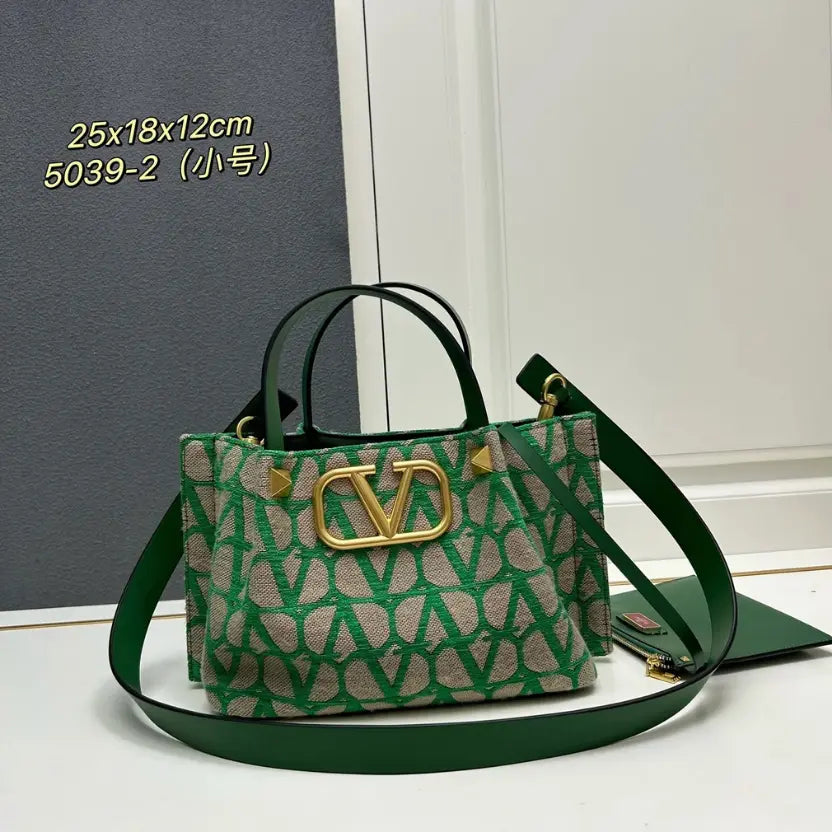 Boutique Level Quality || Valentino Garavani Toile Iconographe Small Tote Bag in Green and Beige