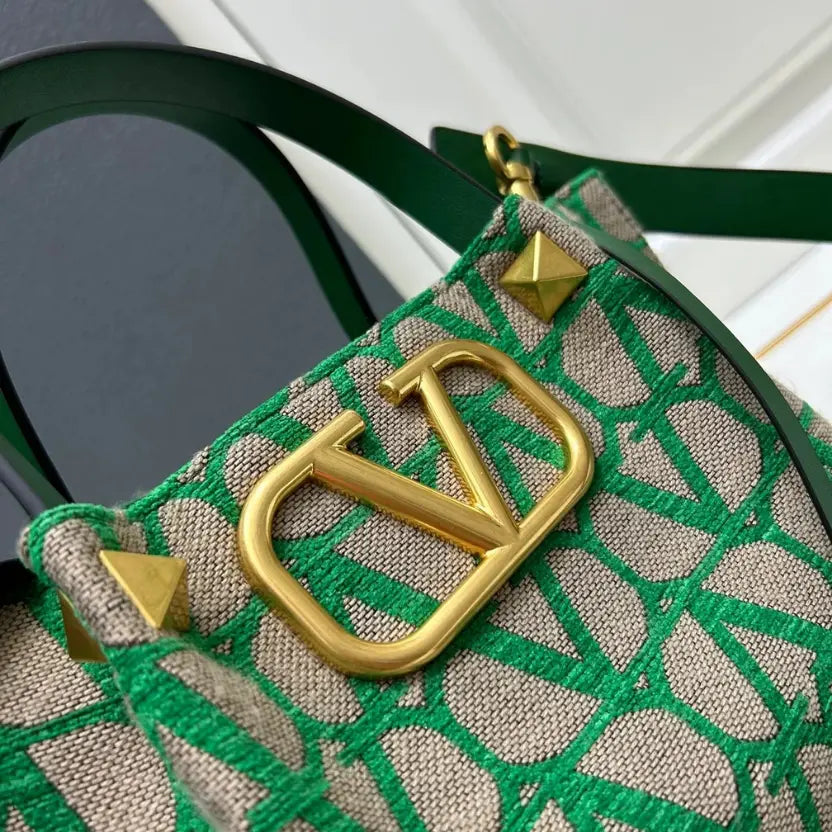 Boutique Level Quality || Valentino Garavani Toile Iconographe Small Tote Bag in Green and Beige