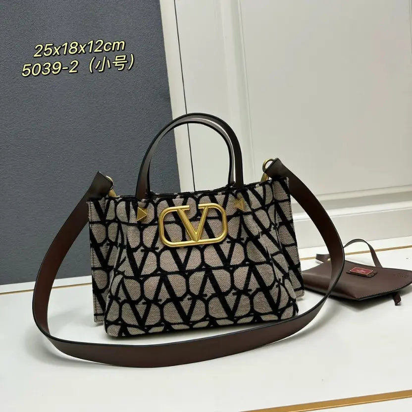Boutique Level Quality || Valentino Garavani Toile Iconographe Small Tote Bag in Beige and Black