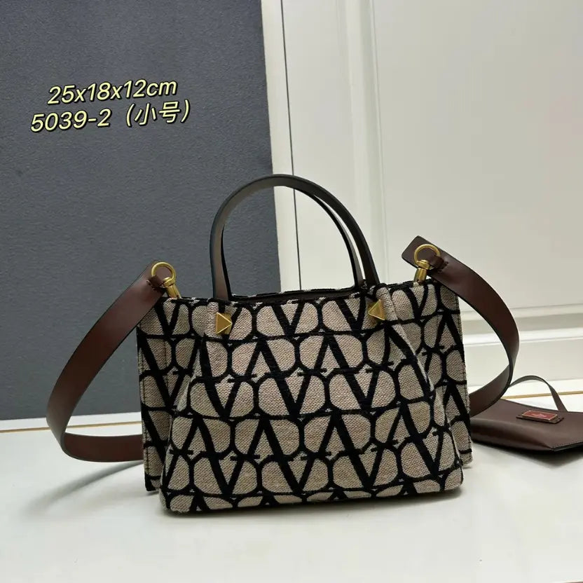 Boutique Level Quality || Valentino Garavani Toile Iconographe Small Tote Bag in Beige and Black