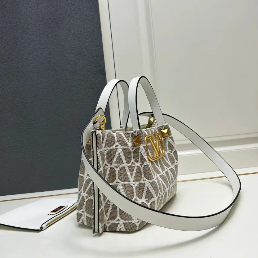 Boutique Level Quality || Valentino Garavani Toile Iconographe Tote Bag with a Beige and Ivory