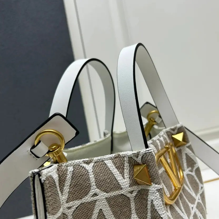 Boutique Level Quality || Valentino Garavani Toile Iconographe Tote Bag with a Beige and Ivory