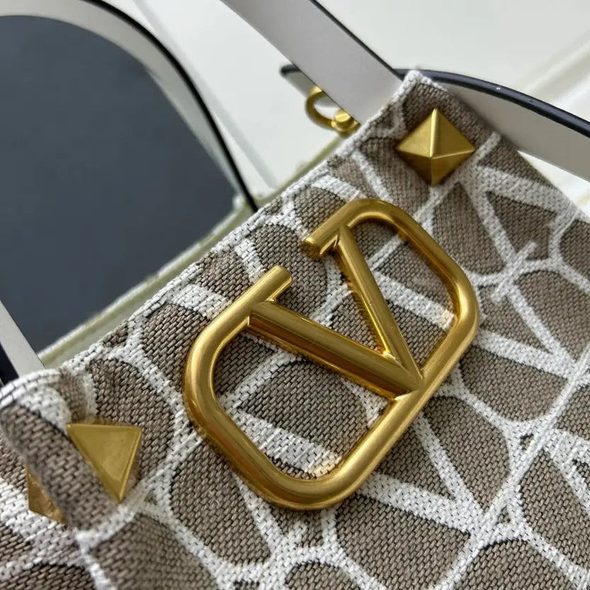 Boutique Level Quality || Valentino Garavani Toile Iconographe Tote Bag with a Beige and Ivory