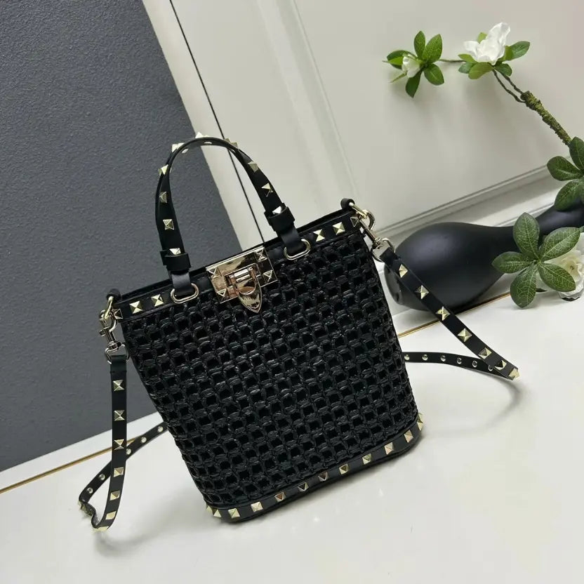 Boutique Level Quality || Valentino Garavani Rockstud Mini Bucket Bag in Black