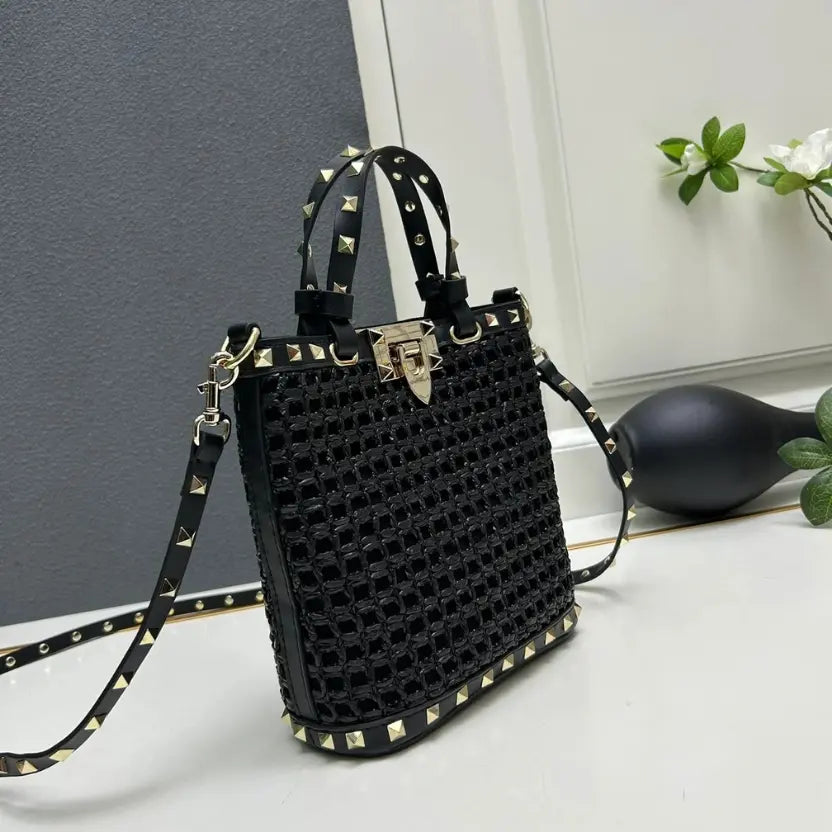Boutique Level Quality || Valentino Garavani Rockstud Mini Bucket Bag in Black