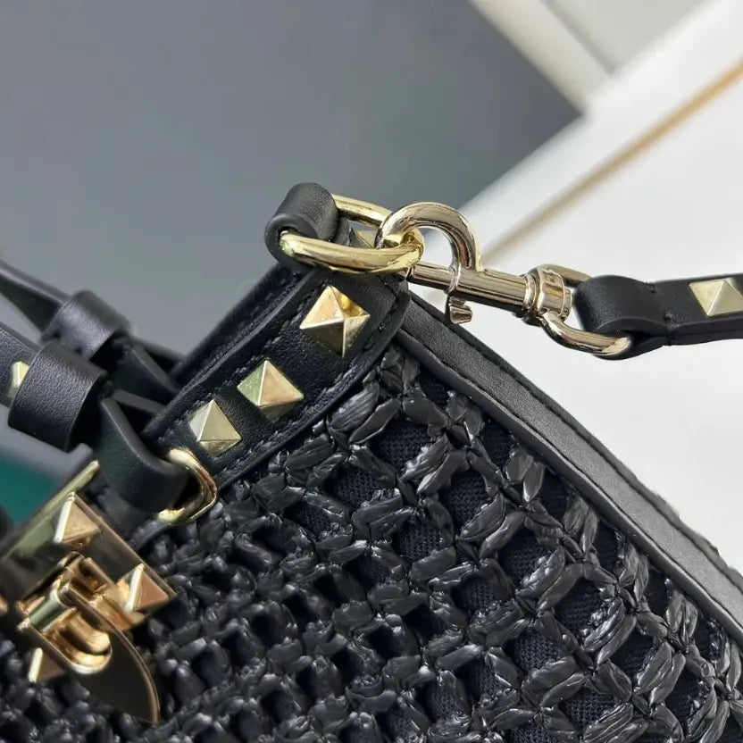 Boutique Level Quality || Valentino Garavani Rockstud Mini Bucket Bag in Black