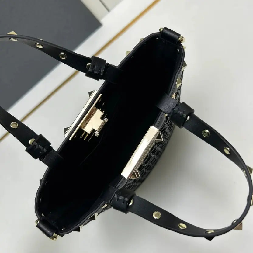 Boutique Level Quality || Valentino Garavani Rockstud Mini Bucket Bag in Black