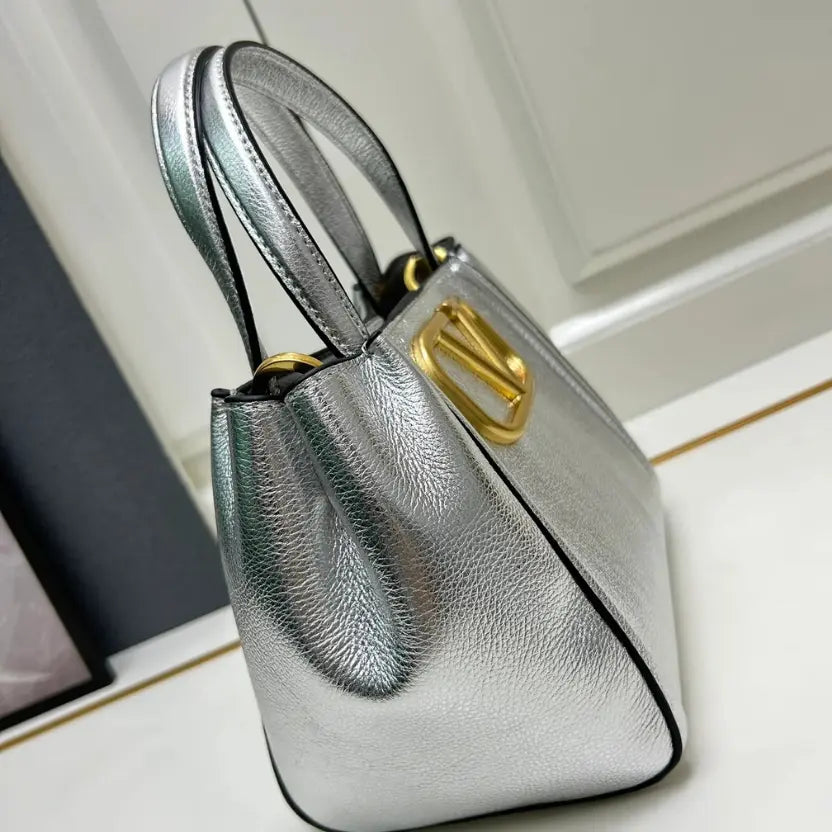 Boutique Level Quality || Valentino Garavani Alltime Small Handbag in Silver-Tone