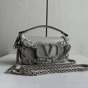 Boutique Level Quality || Valentino Garavani Locò small shoulder bag in Grey