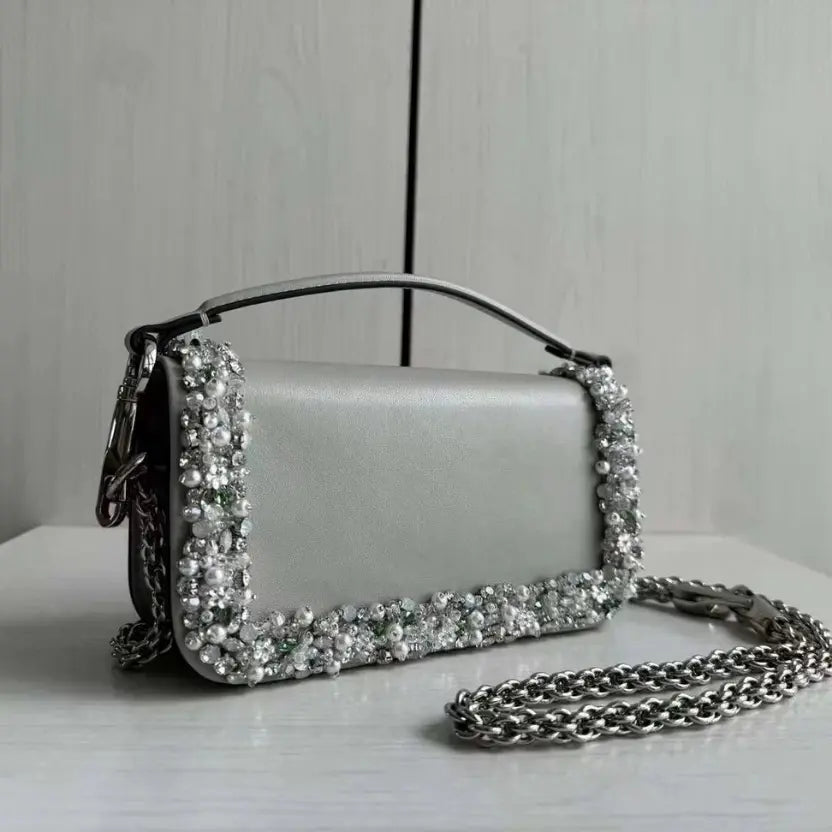 Boutique Level Quality || Valentino Garavani Locò small shoulder bag in Grey