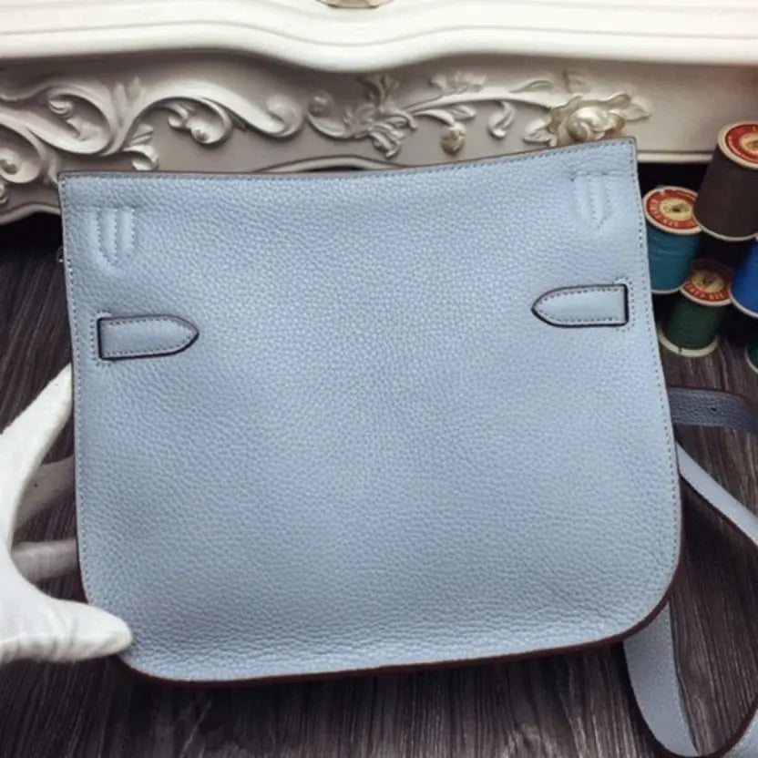 Boutique Quality || Blue lin designer Hermes Jypsiere 34cm handbag
