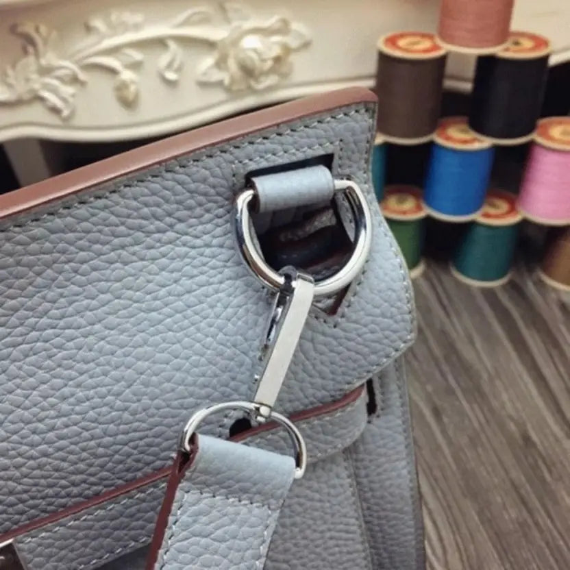 Boutique Quality || Blue lin designer Hermes Jypsiere 34cm handbag