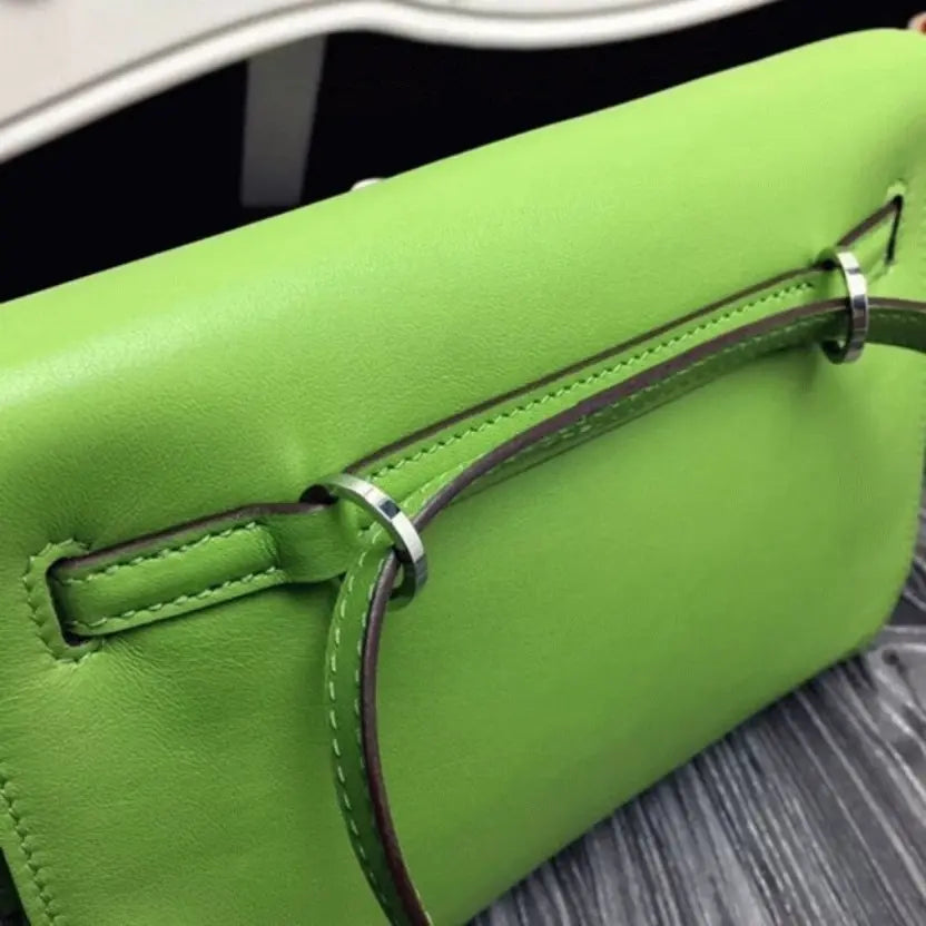 Boutique Quality || Green Swift Leather Top Hermes Kelly Danse Convertible Bag
