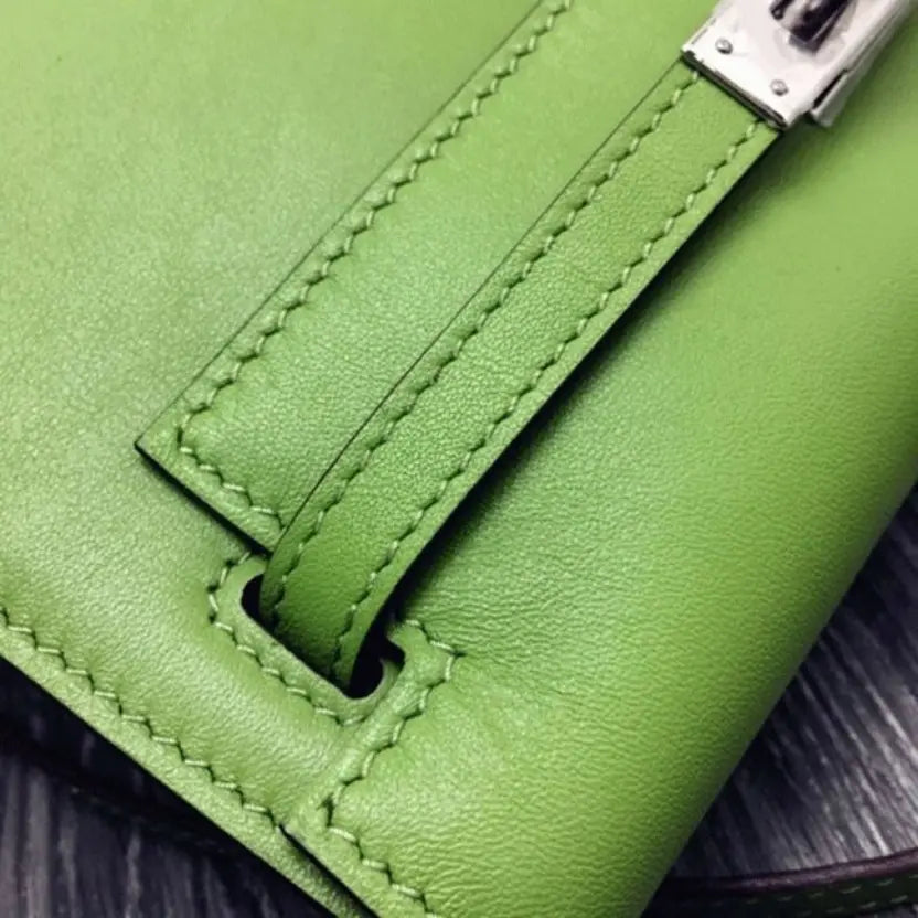 Boutique Quality || Green Swift Leather Top Hermes Kelly Danse Convertible Bag