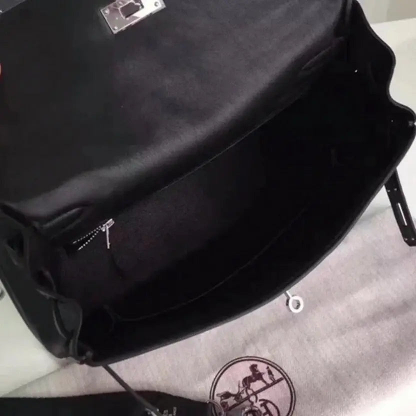 Boutique Quality || Black Toile Swift Knockoff Hermes Kelly Lakis 32cm Hybrid Bag