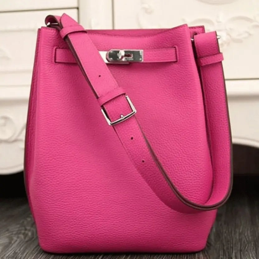 Boutique Quality || Rose Red Leather Hermes So Kelly 22cm Vivid Shoulder Bag