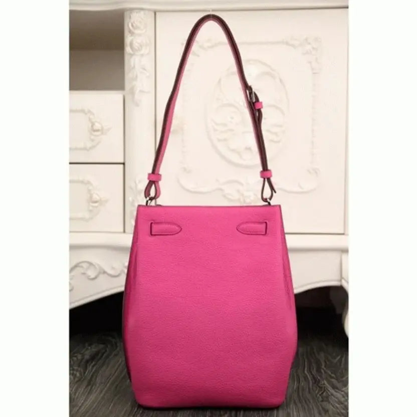 Boutique Quality || Rose Red Leather Hermes So Kelly 22cm Vivid Shoulder Bag