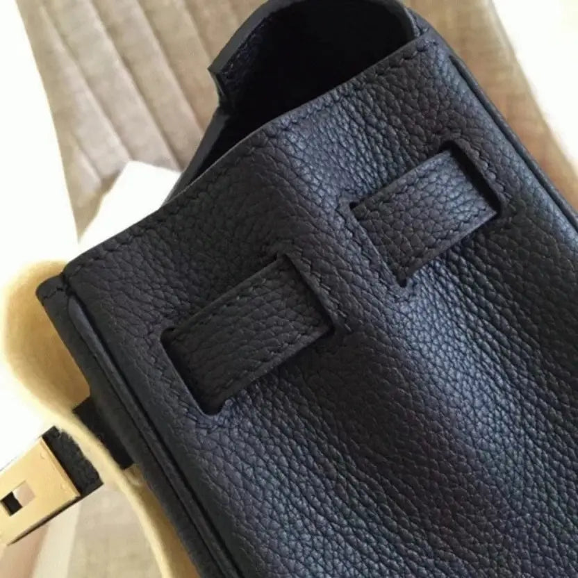 Boutique Quality || Black Clemence Hermes Kelly Retourne 32cm Classic Purse