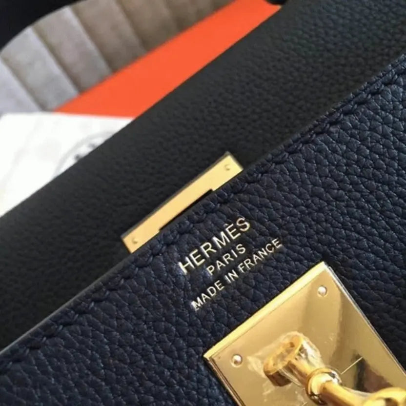 Boutique Quality || Black Clemence Hermes Kelly Retourne 32cm Classic Purse