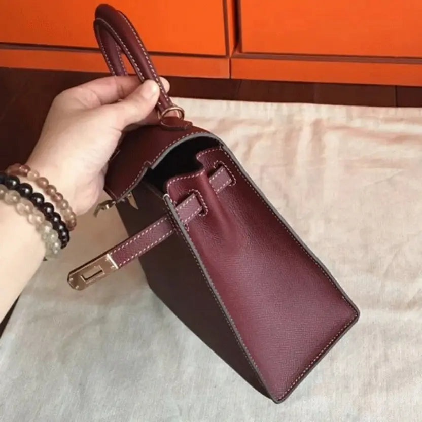 Boutique Quality || Bordeaux Epsom Hermes Kelly 25cm Elegant Purse