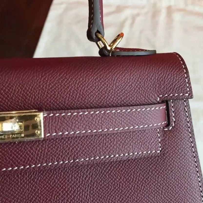 Boutique Quality || Bordeaux Epsom Hermes Kelly 25cm Elegant Purse