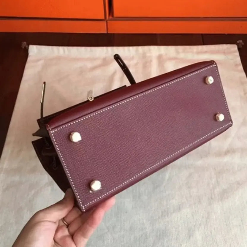 Boutique Quality || Bordeaux Epsom Hermes Kelly 25cm Elegant Purse