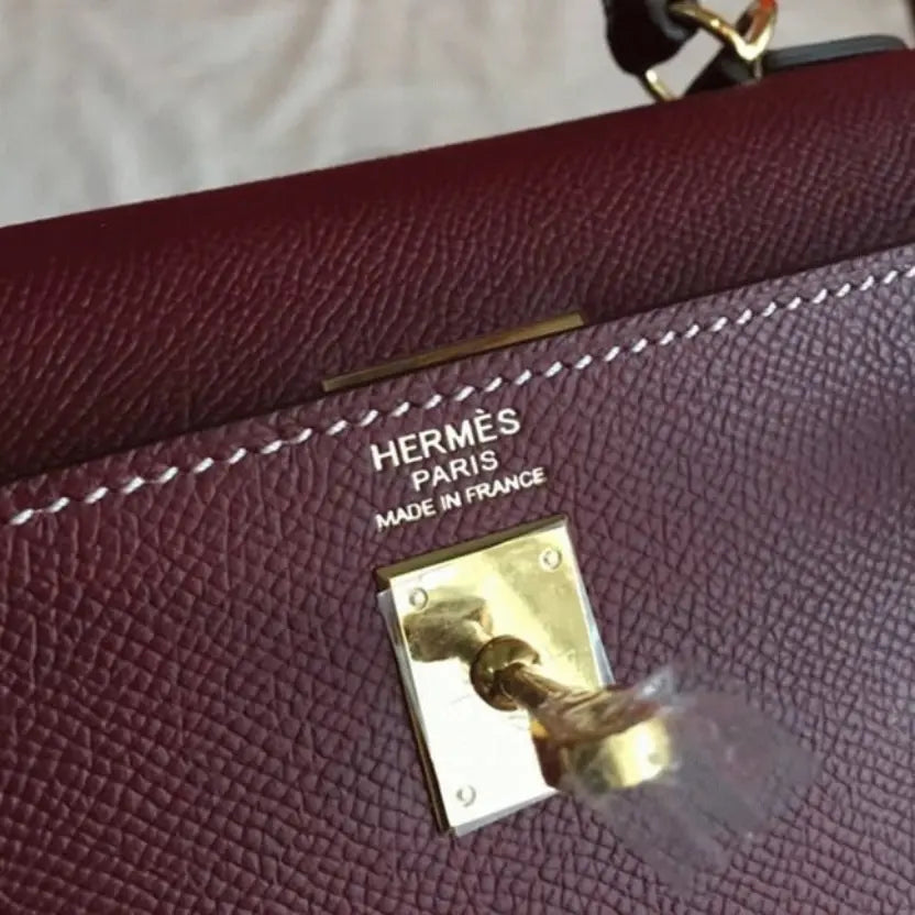 Boutique Quality || Bordeaux Epsom Hermes Kelly 25cm Elegant Purse