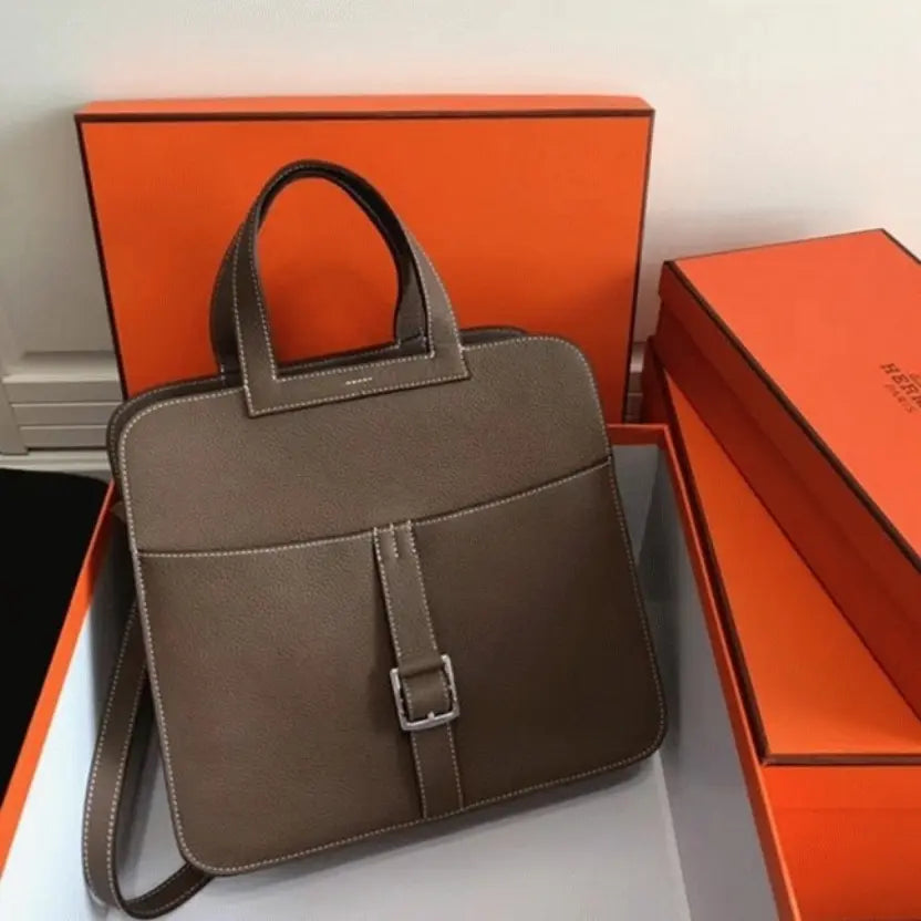 Boutique Quality || Etoupe Hermes Halzan Soft Neutral Shoulder Bag