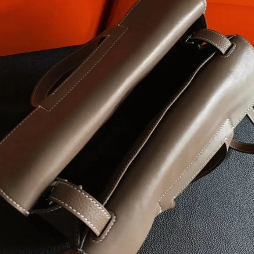 Boutique Quality || Etoupe Hermes Halzan Soft Neutral Shoulder Bag