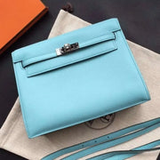 Boutique Quality || Celeste Swift Leather Hermes Kelly Danse Light Blue Purse