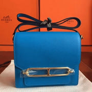 Boutique Quality || Blue hydra luxury Hermes Mini Sac Roulis handbag