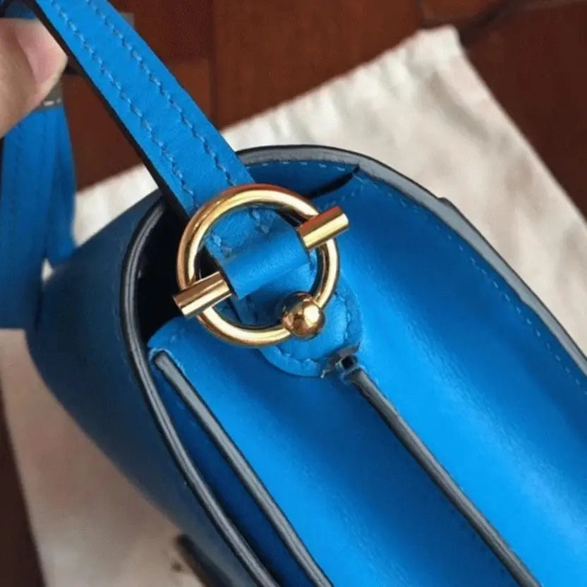 Boutique Quality || Blue hydra luxury Hermes Mini Sac Roulis handbag