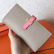 Boutique Quality || Grey Pink Epsom Knockoff Hermes Bearn Wallet