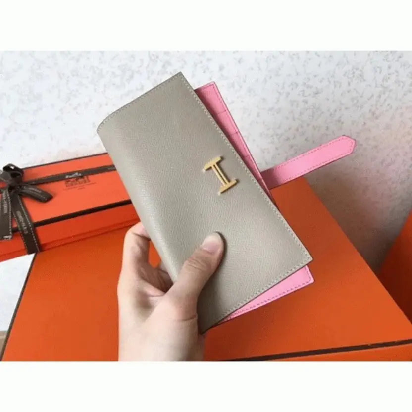 Boutique Quality || Grey Pink Epsom Knockoff Hermes Bearn Wallet