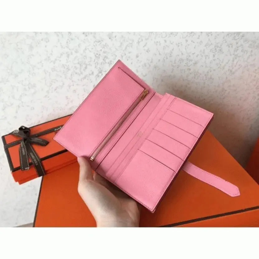 Boutique Quality || Grey Pink Epsom Knockoff Hermes Bearn Wallet