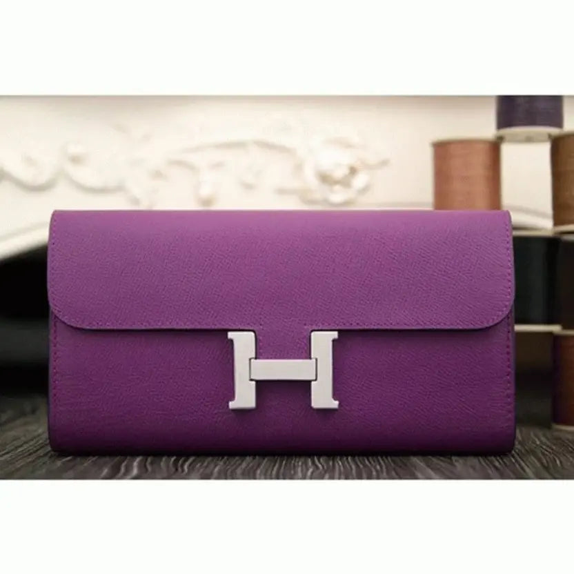 Boutique Quality || Purple Designer Hermes Constance Wallet