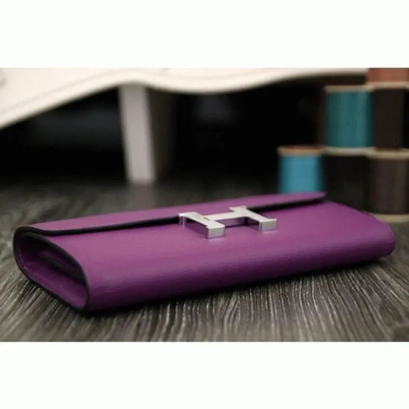 Boutique Quality || Purple Designer Hermes Constance Wallet