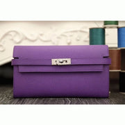 Boutique Quality || Purple Hermes Kelly Longue Wallet