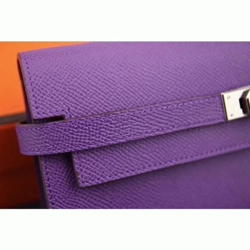 Boutique Quality || Purple Hermes Kelly Longue Wallet
