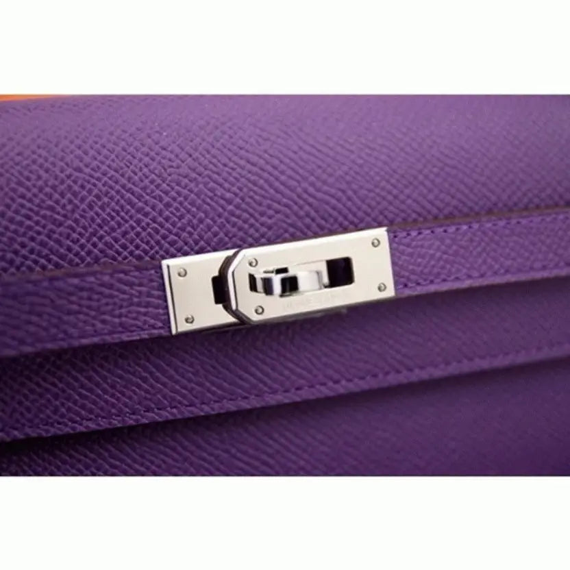 Boutique Quality || Purple Hermes Kelly Longue Wallet