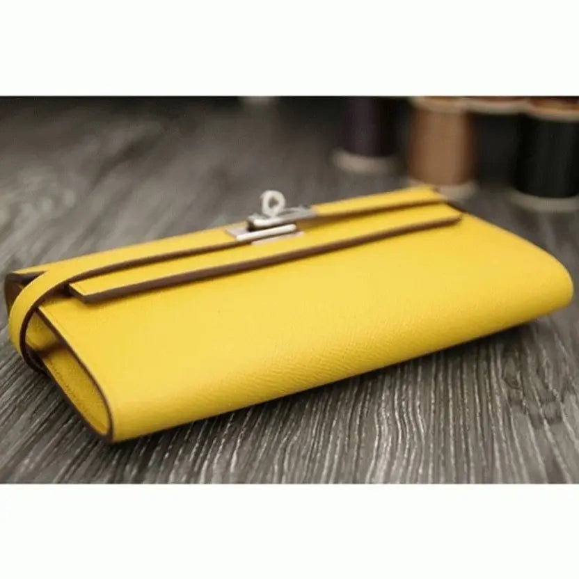 Boutique Quality || Yellow Hermes Kelly Longue wallet