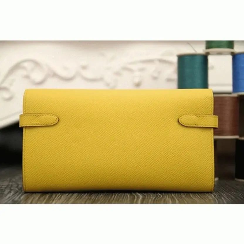 Boutique Quality || Yellow Hermes Kelly Longue wallet