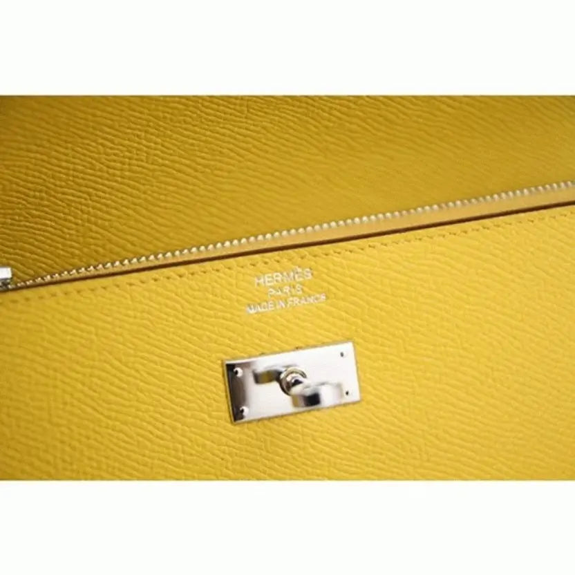 Boutique Quality || Yellow Hermes Kelly Longue wallet