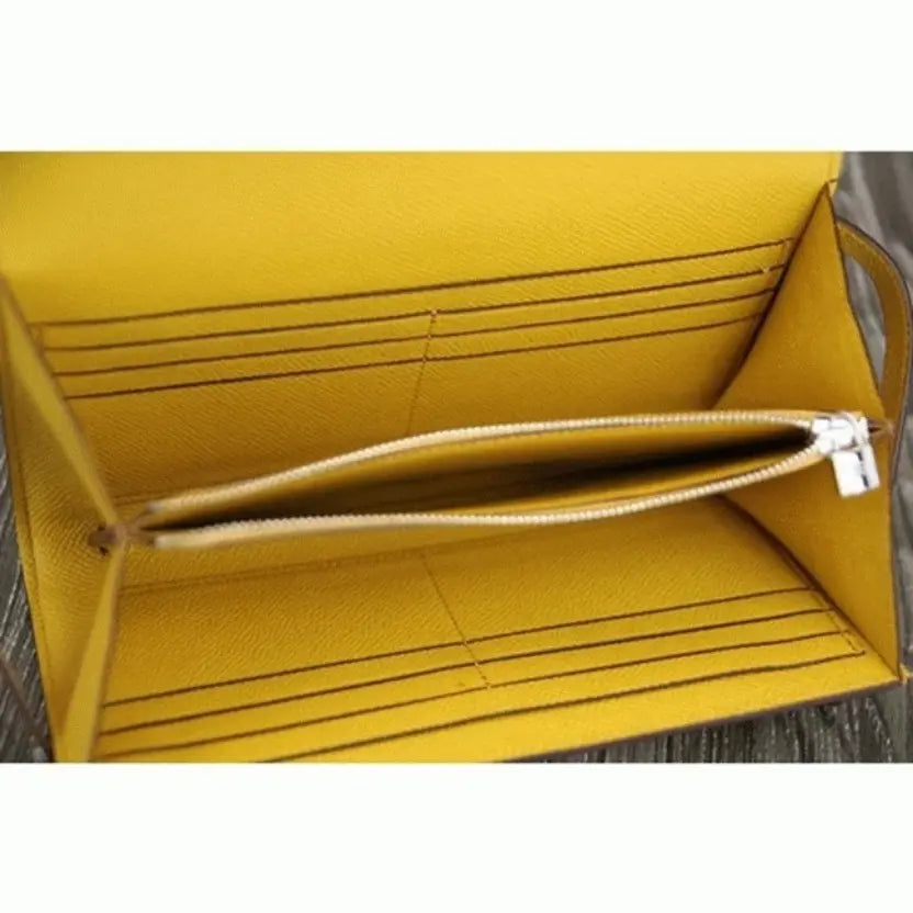 Boutique Quality || Yellow Hermes Kelly Longue wallet