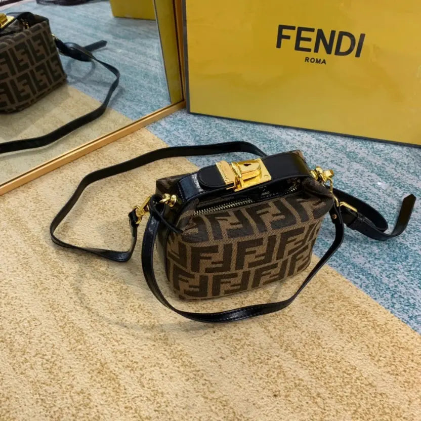 Boutique Quality || Fendi Vintage Lunch Box Bag in Brown