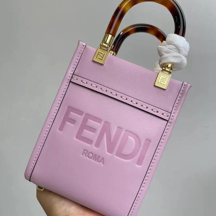 Boutique Quality || Fendi Sun Shine Mini Tortoiseshell Handbag in Purple