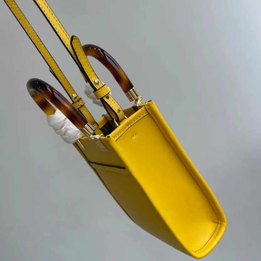 Boutique Quality || Fendi Sun Shine Mini Tortoiseshell Handbag in Yellow