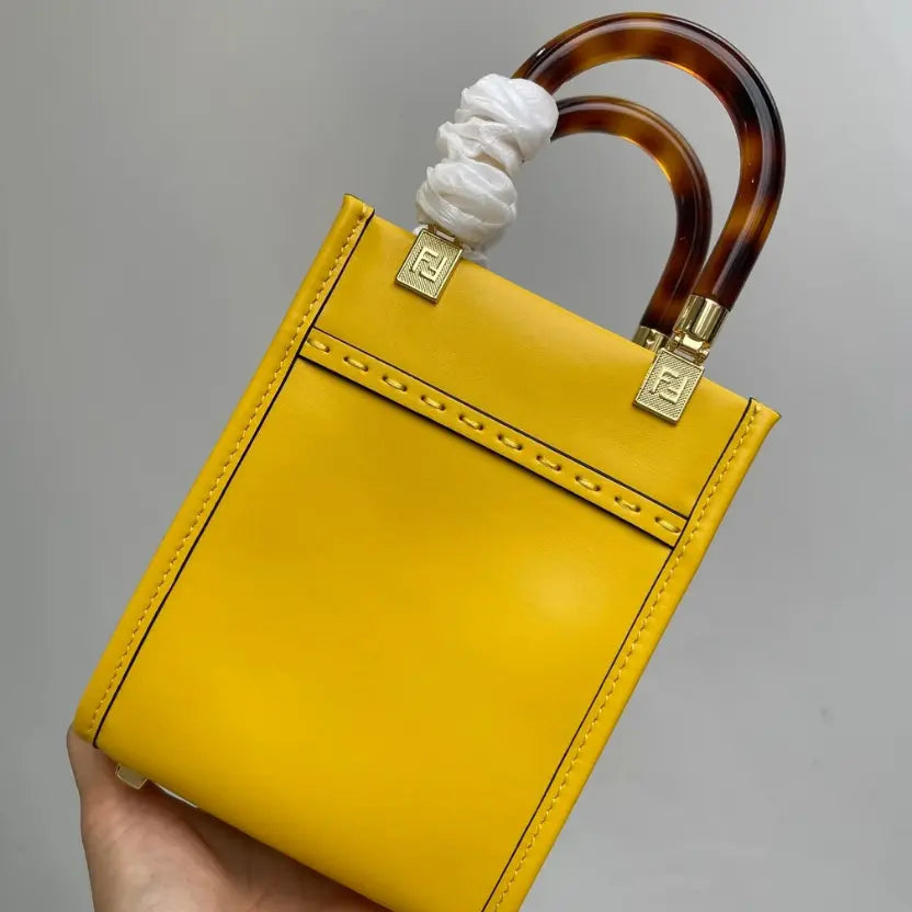 Boutique Quality || Fendi Sun Shine Mini Tortoiseshell Handbag in Yellow